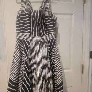 Dark Blue and White Striped Dress